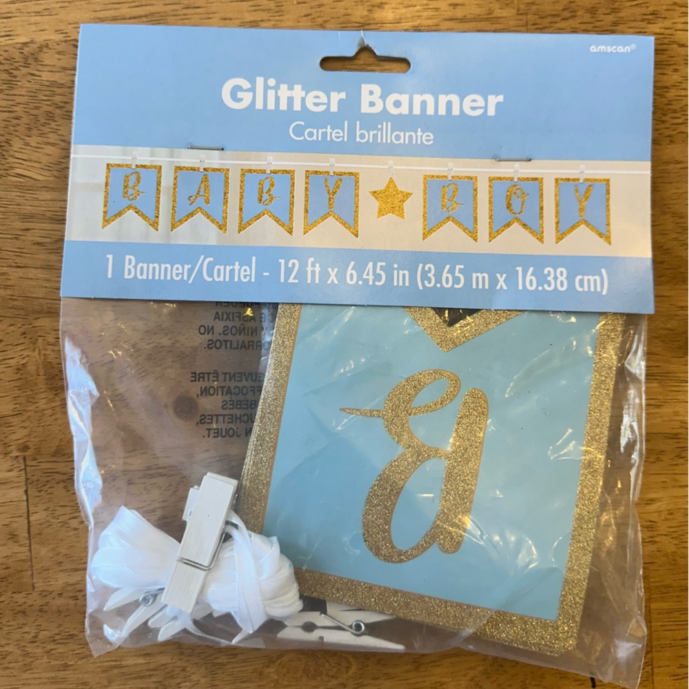 Glitter "Baby Boy" Banner - Baby Shower